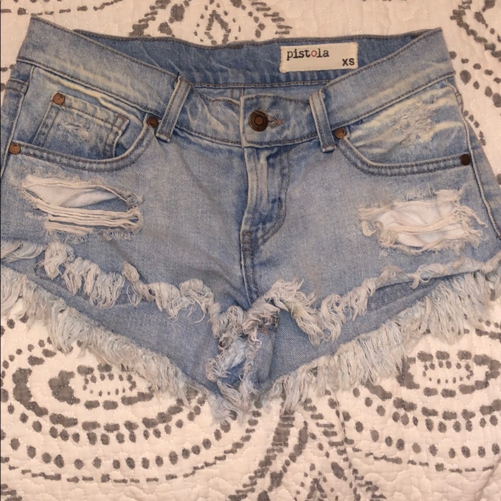Pistola light wash jean shorts
